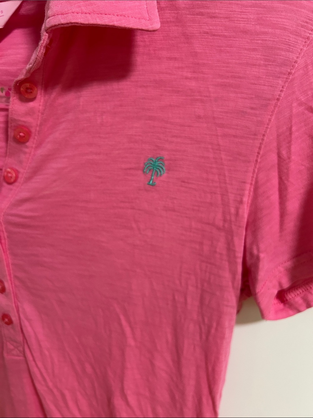 Preppy Vintage Lilly Pulitzer Hot Pink Palm Tree Polo Top - Picture 5 of 5
